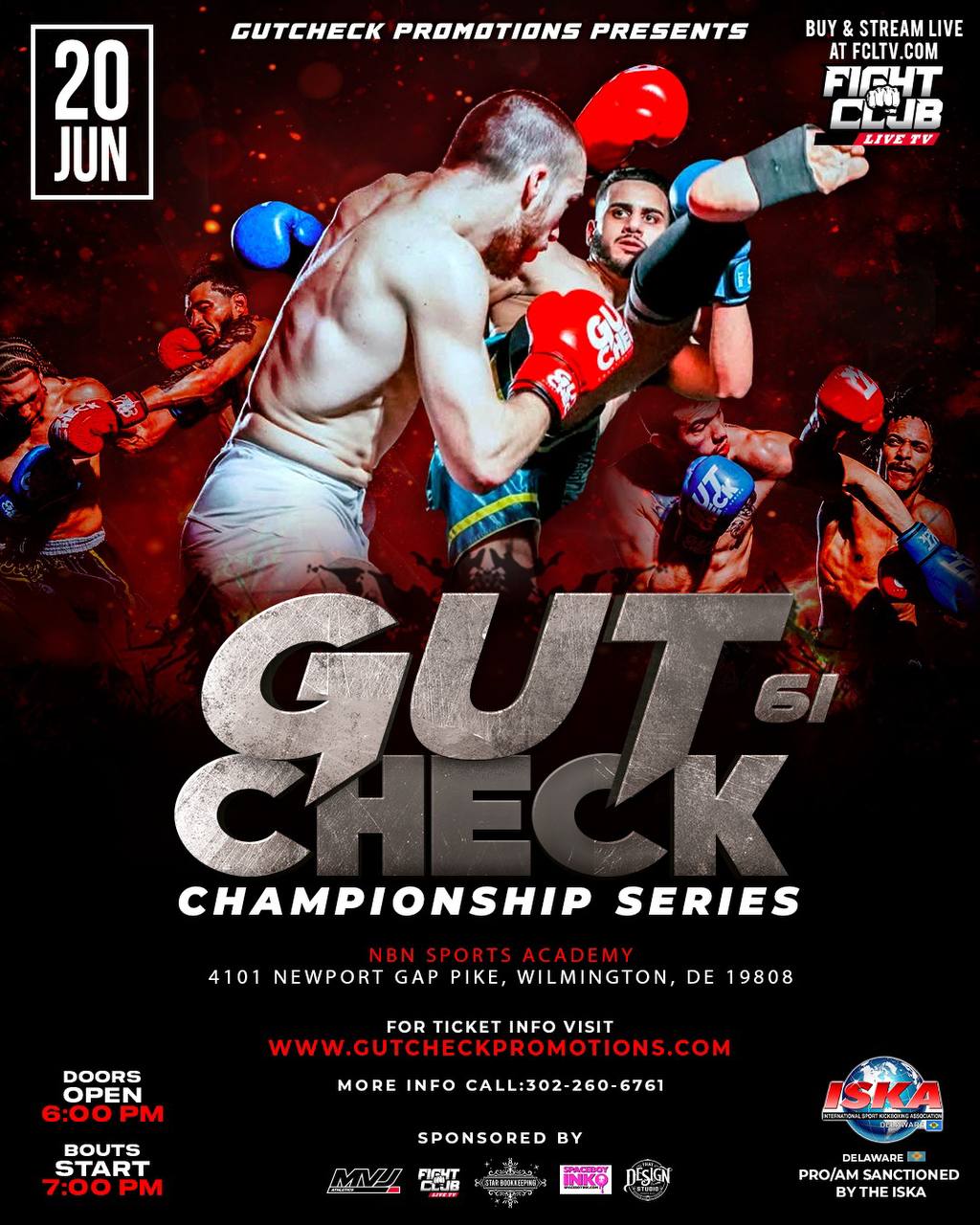 Official fight event poster for Gut Check Championship Series 61 | June 20th, 2026